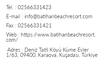 Bathan Beach Resort&Spa iletiim bilgileri